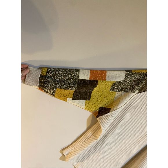 Anthropologie Lazy Sundays Boho Balloon Sleeve Waffle Knit Sweater, Size Medium - Picture 3 of 8